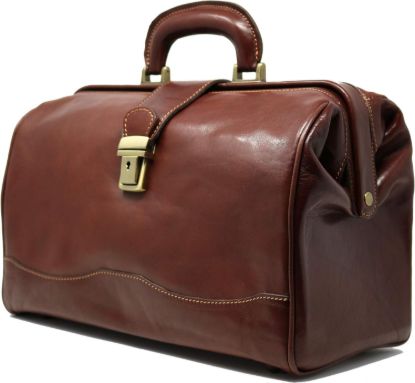 Picture of Floto Luggage Italian Ciabatta Doctor Handbag, Vecchio Brown, Small