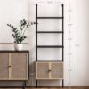 Picture of Nathan James Theo Modern Bookcase with Rattan Cabinet in Matte Black and Light Oak Finish with Matte Black Metal Frame for Living Room, Home Office Storage