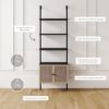 Picture of Nathan James Theo Modern Bookcase with Rattan Cabinet in Matte Black and Light Oak Finish with Matte Black Metal Frame for Living Room, Home Office Storage