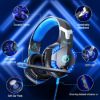 Picture of VersionTECH. G2000 Gaming Headset for PS5 PS4 Xbox One Controller,Bass Surround Noise Cancelling Mic, Over Ear Headphones with LED Lights for Mac Laptop Xbox Series X S Nintendo Switch NES PC Games