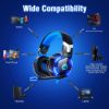 Picture of VersionTECH. G2000 Gaming Headset for PS5 PS4 Xbox One Controller,Bass Surround Noise Cancelling Mic, Over Ear Headphones with LED Lights for Mac Laptop Xbox Series X S Nintendo Switch NES PC Games