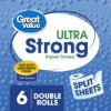 Picture of Great Value Ultra Strong Paper Towels, Split Sheets, 6 Double Rolls