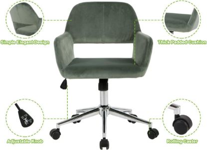 Picture of Ainsley Velvet Adjustable Swivel Office Chair, Cactus