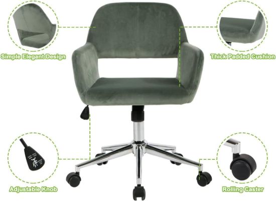 Picture of Ainsley Velvet Adjustable Swivel Office Chair, Cactus