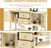 Picture of COSTWAY Buffet Sideboard, with 2 Wood Storage Drawers & Open Shelf, Console Table for Living Room Kitchen Dining Room Furniture (Beige)