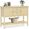 Picture of COSTWAY Buffet Sideboard, with 2 Wood Storage Drawers & Open Shelf, Console Table for Living Room Kitchen Dining Room Furniture (Beige)